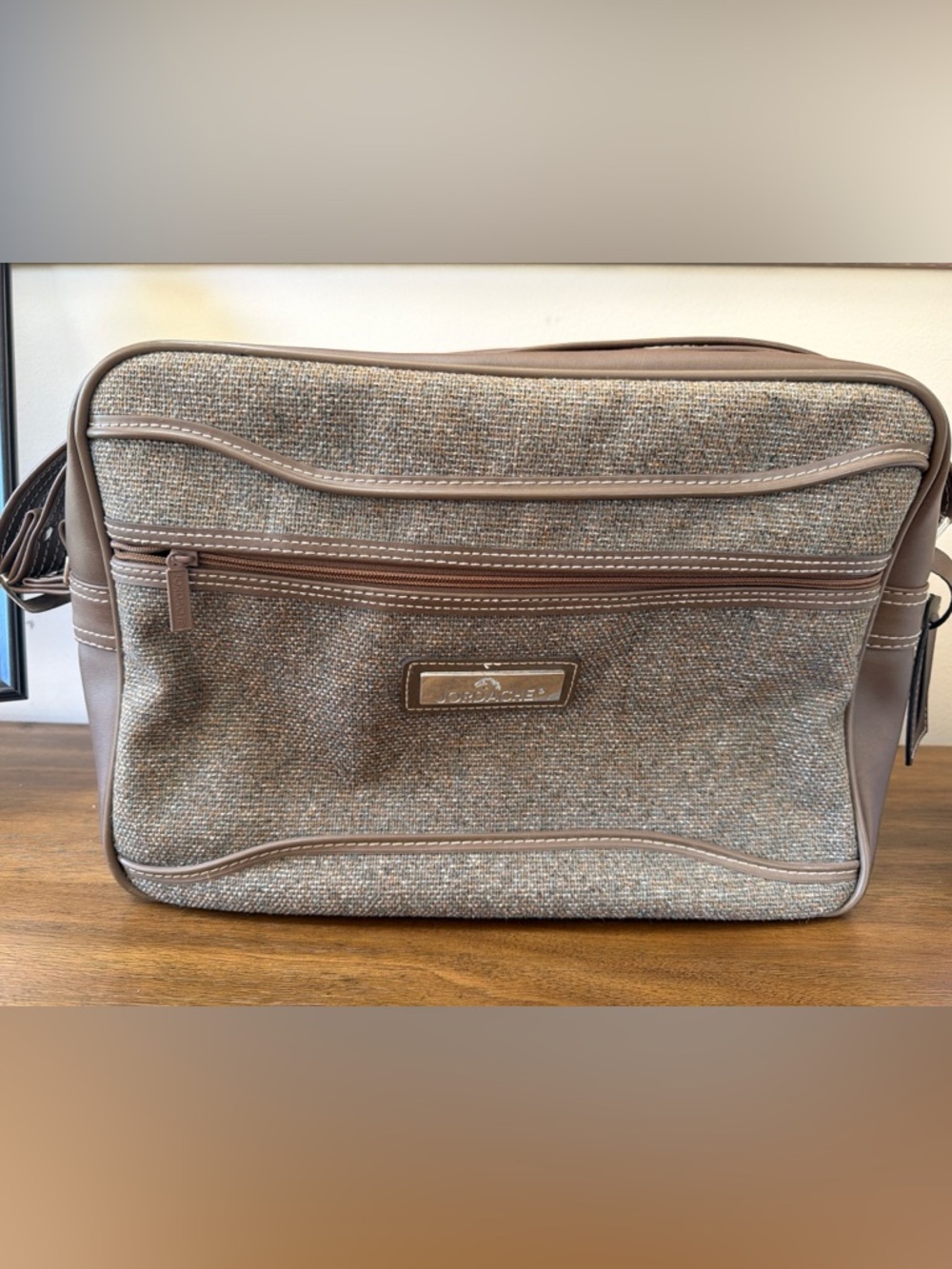 Vintage Jordache Weekender Bag Brown Tweed Travel Overnight